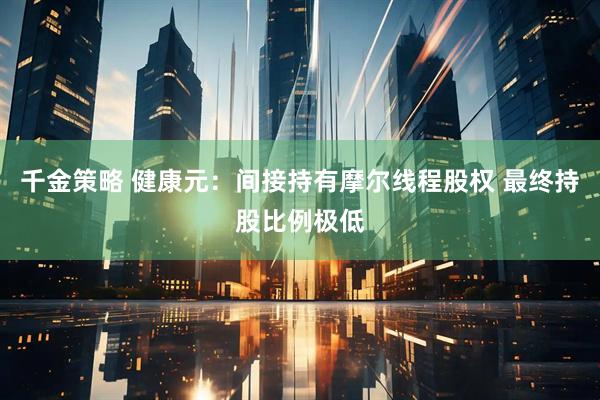 千金策略 健康元：间接持有摩尔线程股权 最终持股比例极低
