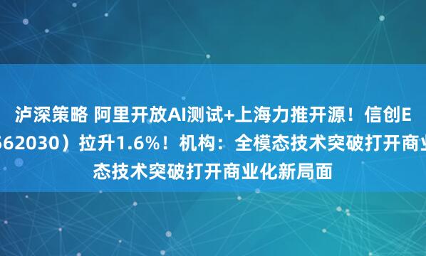 泸深策略 阿里开放AI测试+上海力推开源！信创ETF基金（562030）拉升1.6%！机构：全模态技术突破打开商业化新局面